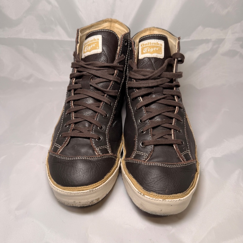 Onitsuka Tiger Sneakers Mens 8 Brown Leather High Top Distressed HL726 Kobe OK - Picture 8 of 12